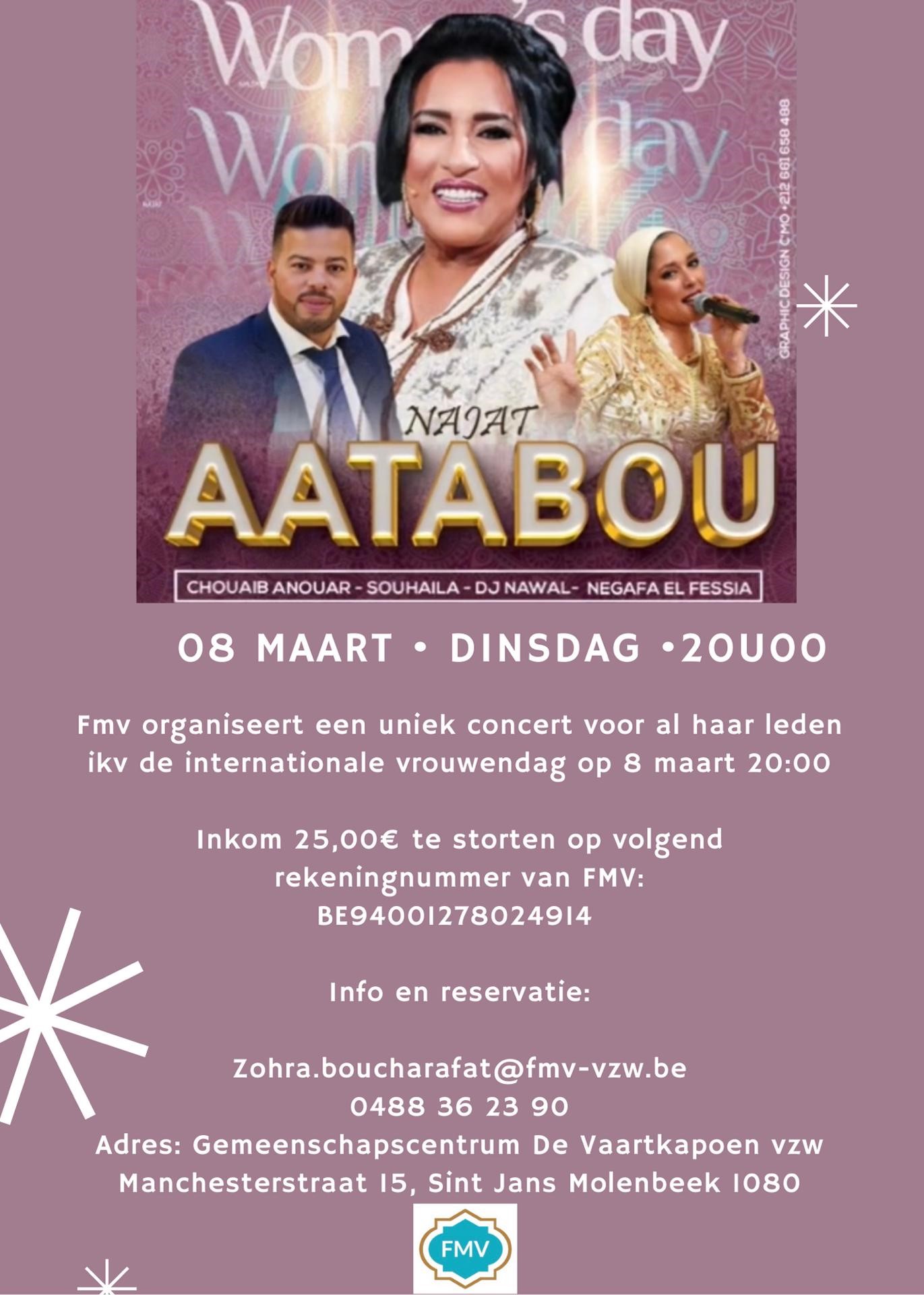 Concert: Najat Aatabou! *SOLD OUT* - FMV vzw 